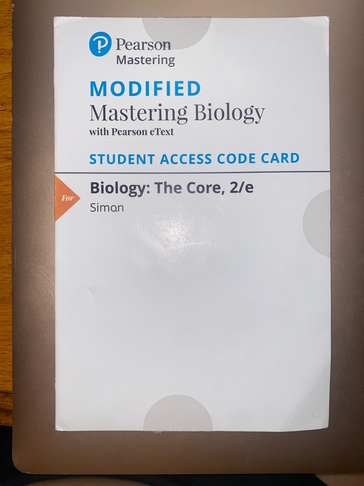 Pearson Modified Mastering Biology: The Core, 2/e Student Access Code Card