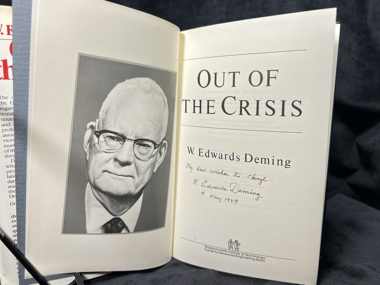 Out Of The Crisis By W. Edwards Deming SIGNED Hardback 6th Printing
