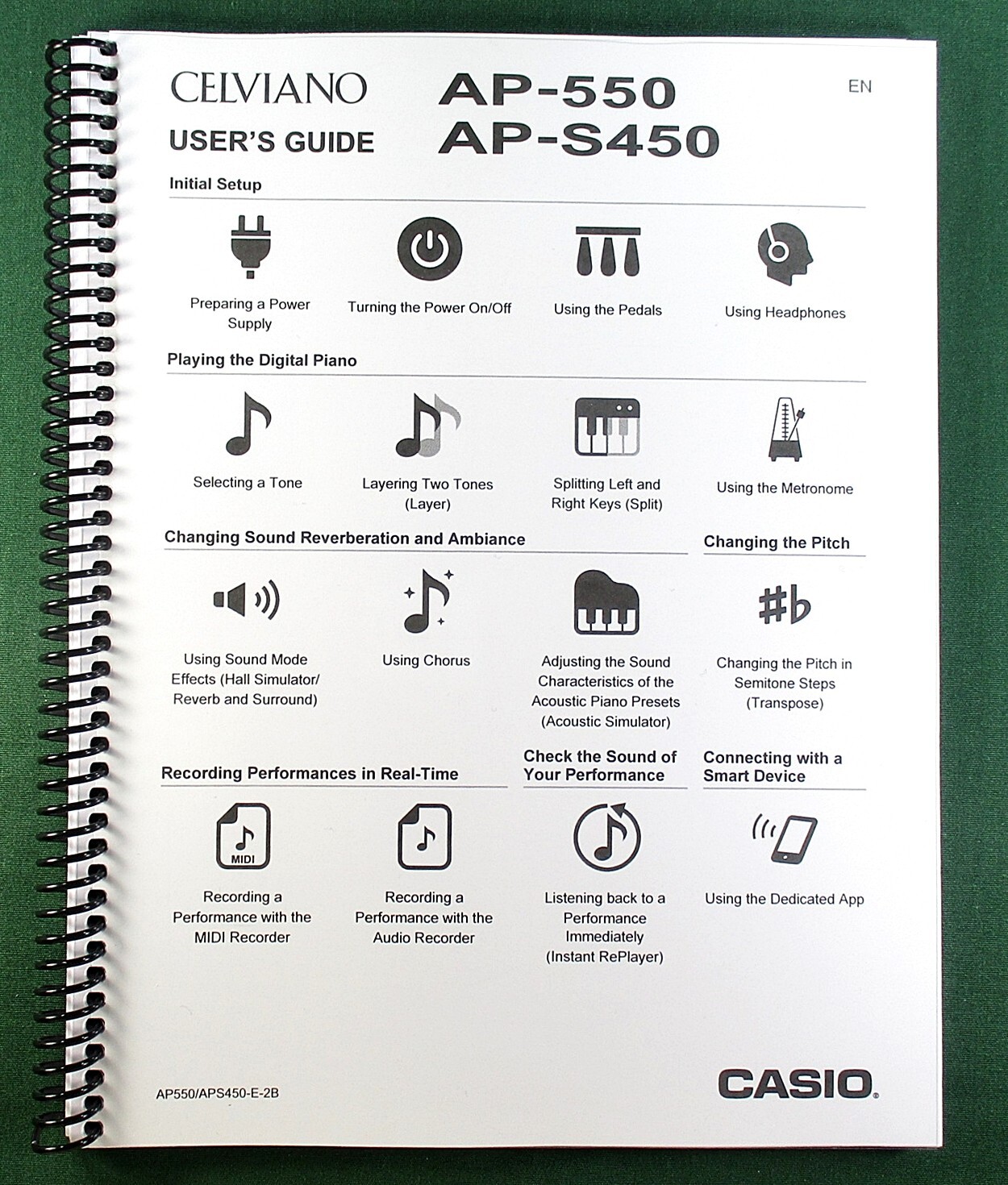 Casio AP-550 Instruction Manual: 164 Pages Coil Bound & Protective Covers!
