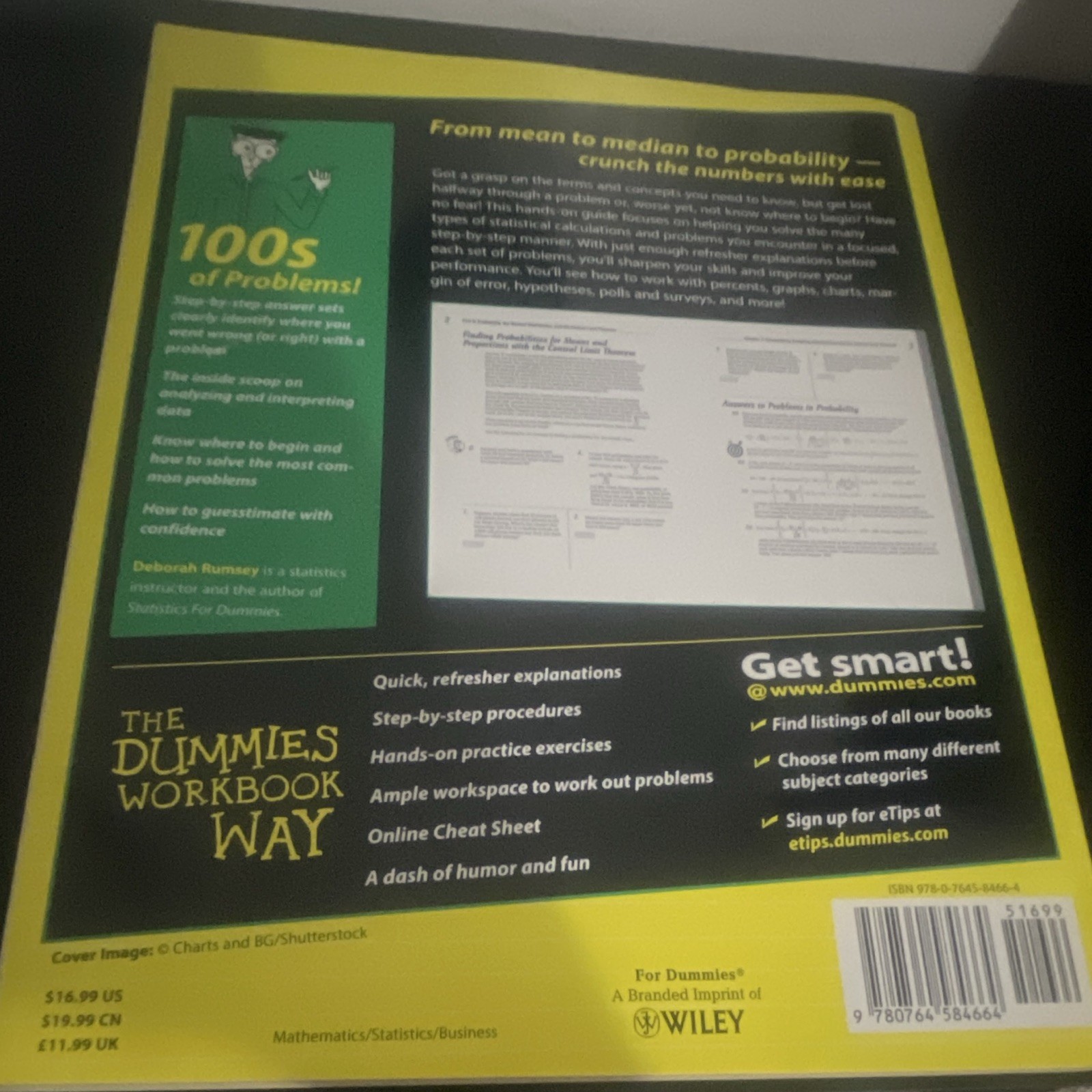 Wiley For Dummies Statistics Workbook by Deborah Rumsey, Paperback 2013