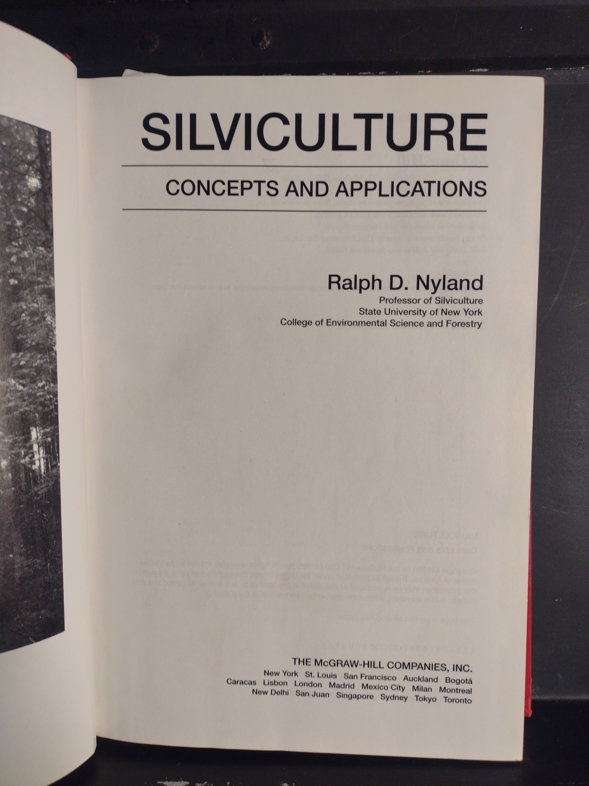 Silviculture: Concepts And Applications Ralph Nyland HC First Ed. No DJ VG