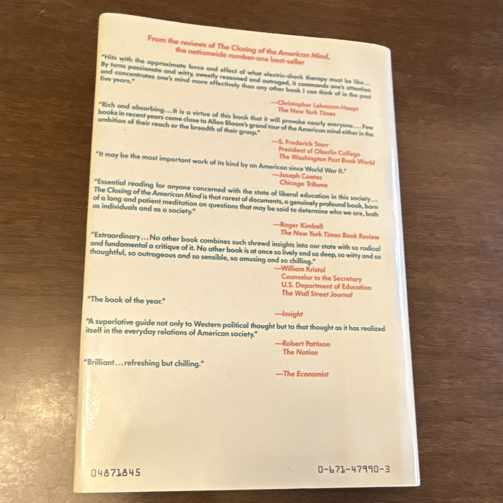 Allan Bloom The Closing of the American Mind PB 1987 Simon & Schuster Signed