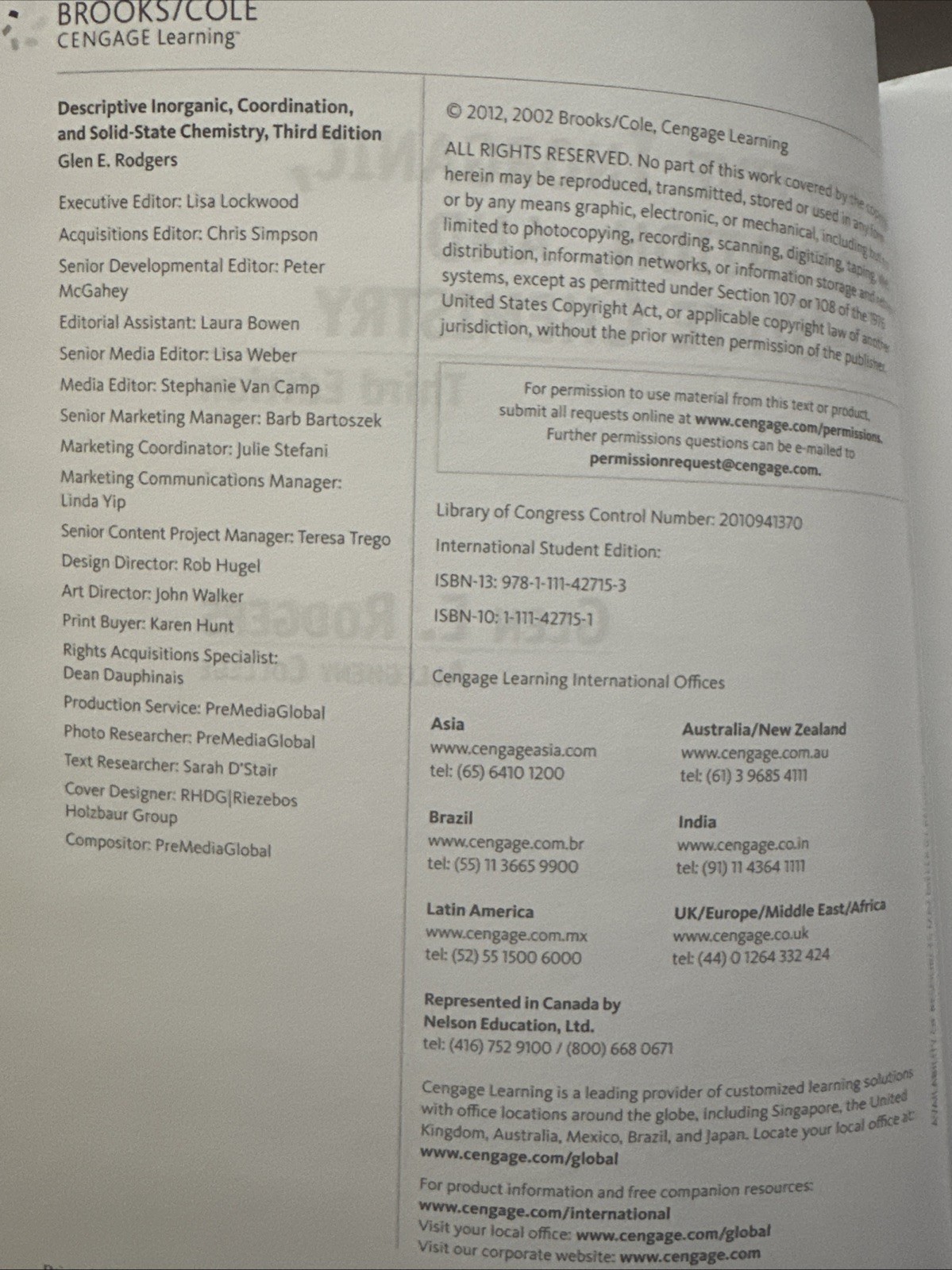 Descriptive Inorganic, Coordination…by Glen E Rodger’s 3 Edition International E