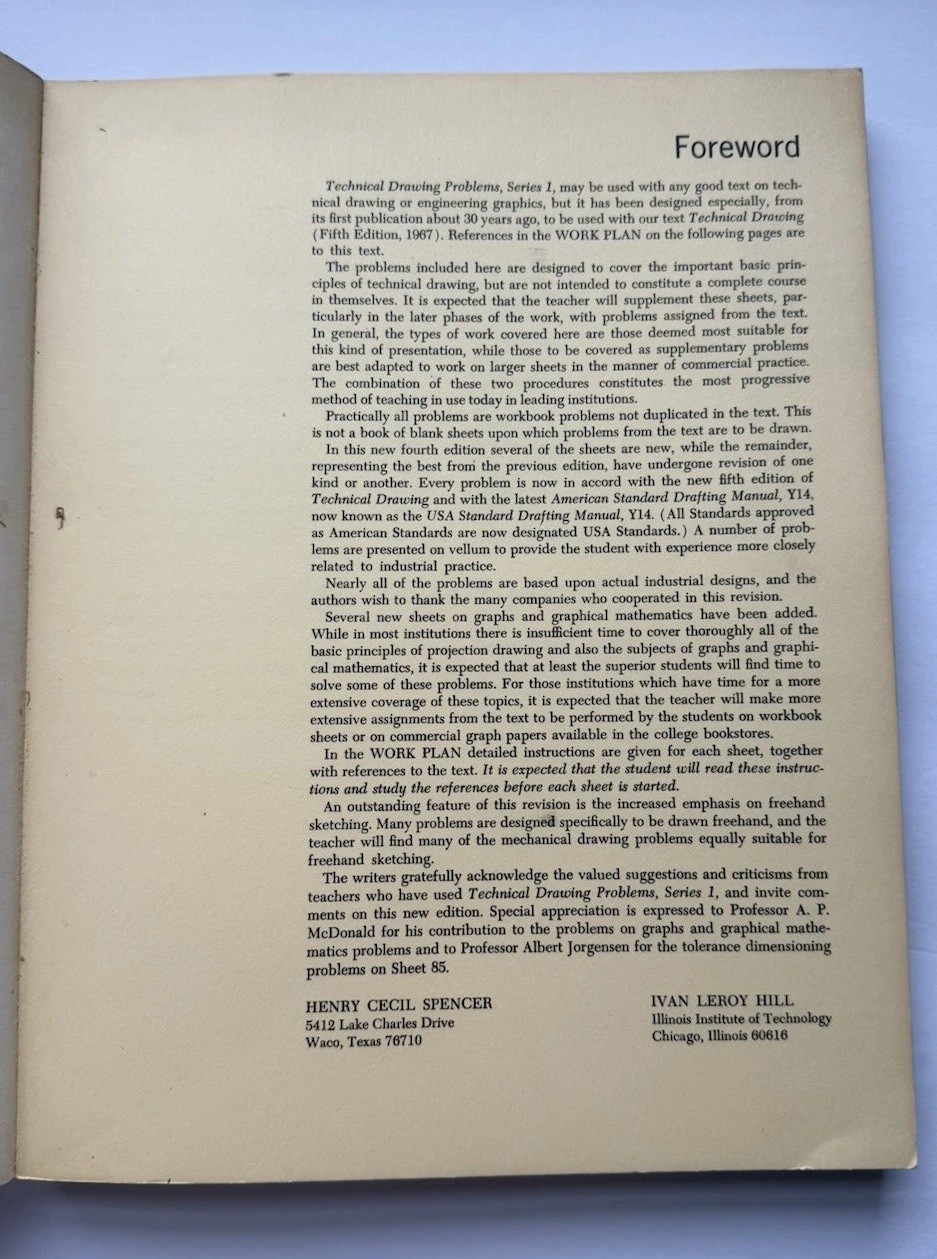 Technical Drawing Problems 1967 Spencer Hill Vintage Drafting Engineering Book