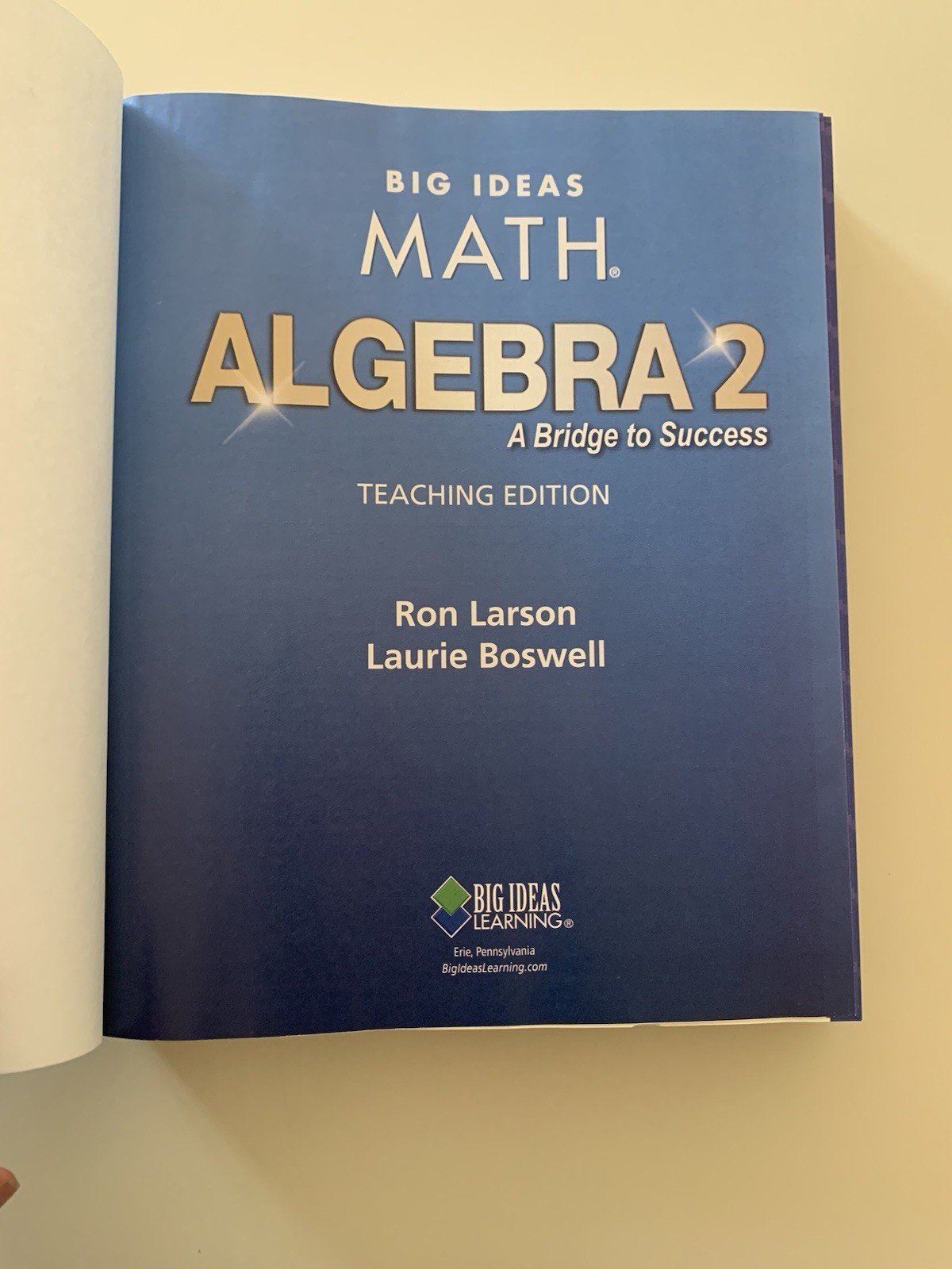 Big Ideas Math Algebra 2 Bridge to Success Teacher’s Edition HC 2019 Larson