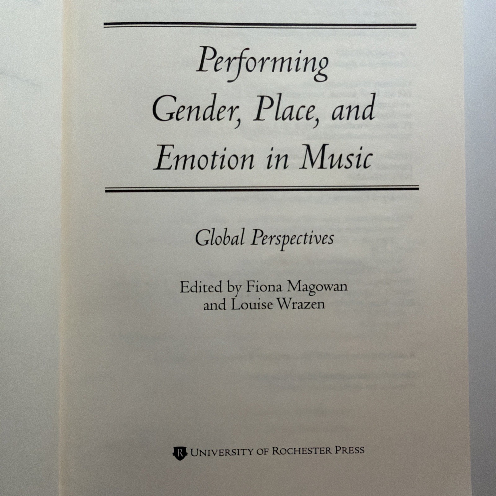 Issn Ser.: Performing Gender, Place, and Emotion in Music : Global Perspectives