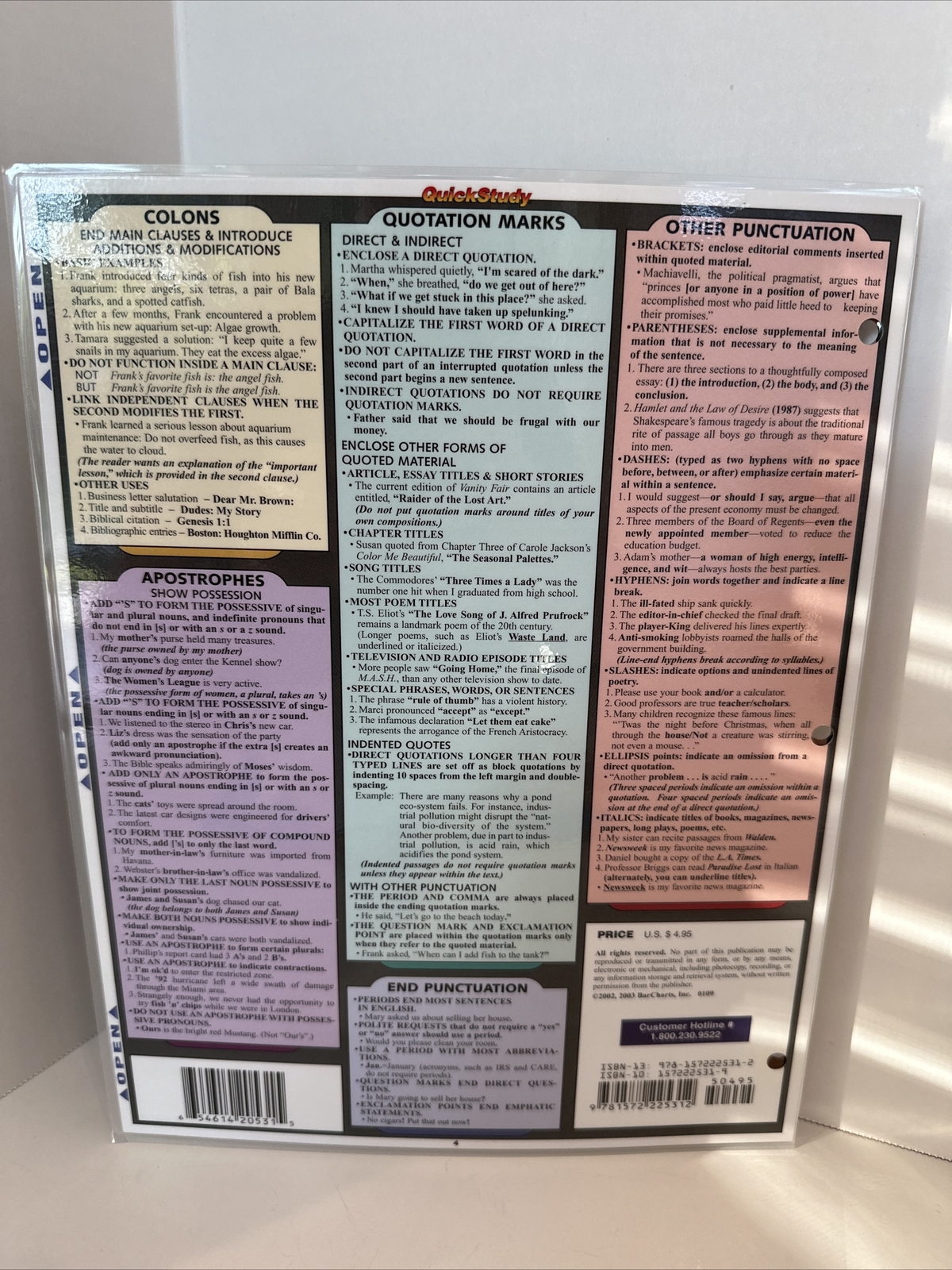 NEW QuickStudy | English: Grammar & Punctuation Laminated Study Guide