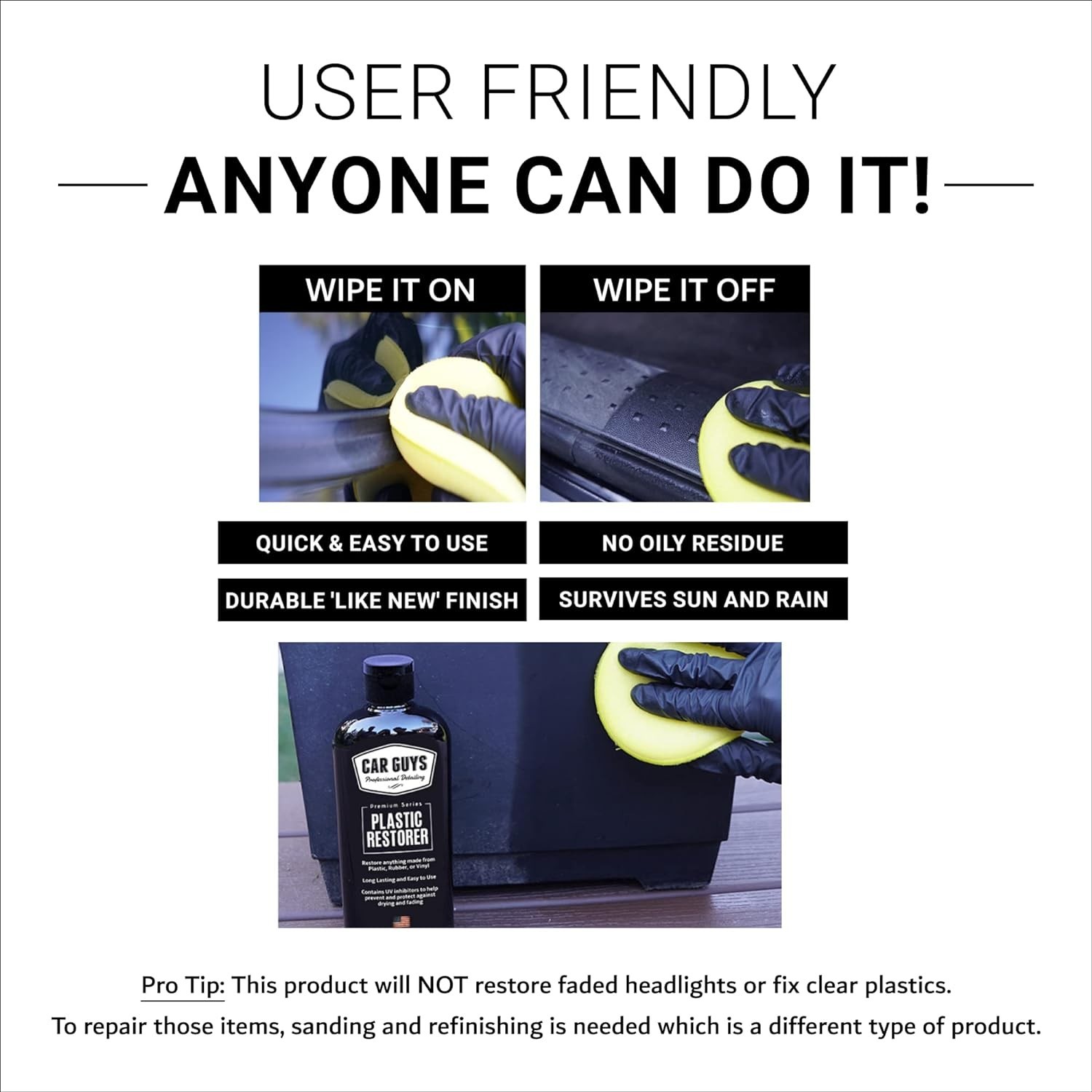 No Oily Finish! 8 Oz Plastic Restorer for a Clean, Protective Vehicle Shine