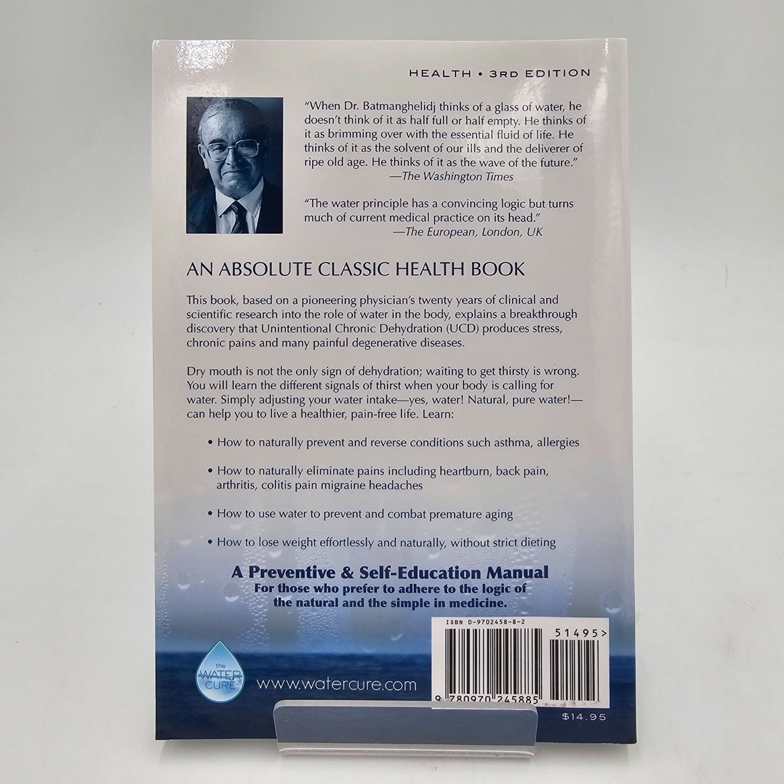Your Bodys Many Cries For Water F. Batmanghelidj M.D. 3rd Edition Paperback NEW