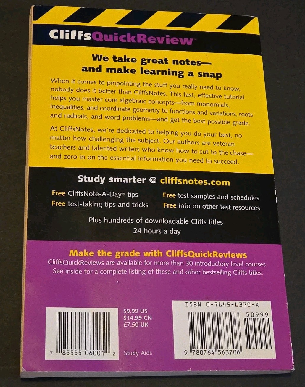 Algebra I for Dummies + Workbook by Sterling & Cliffs Quick Reference Book Lot