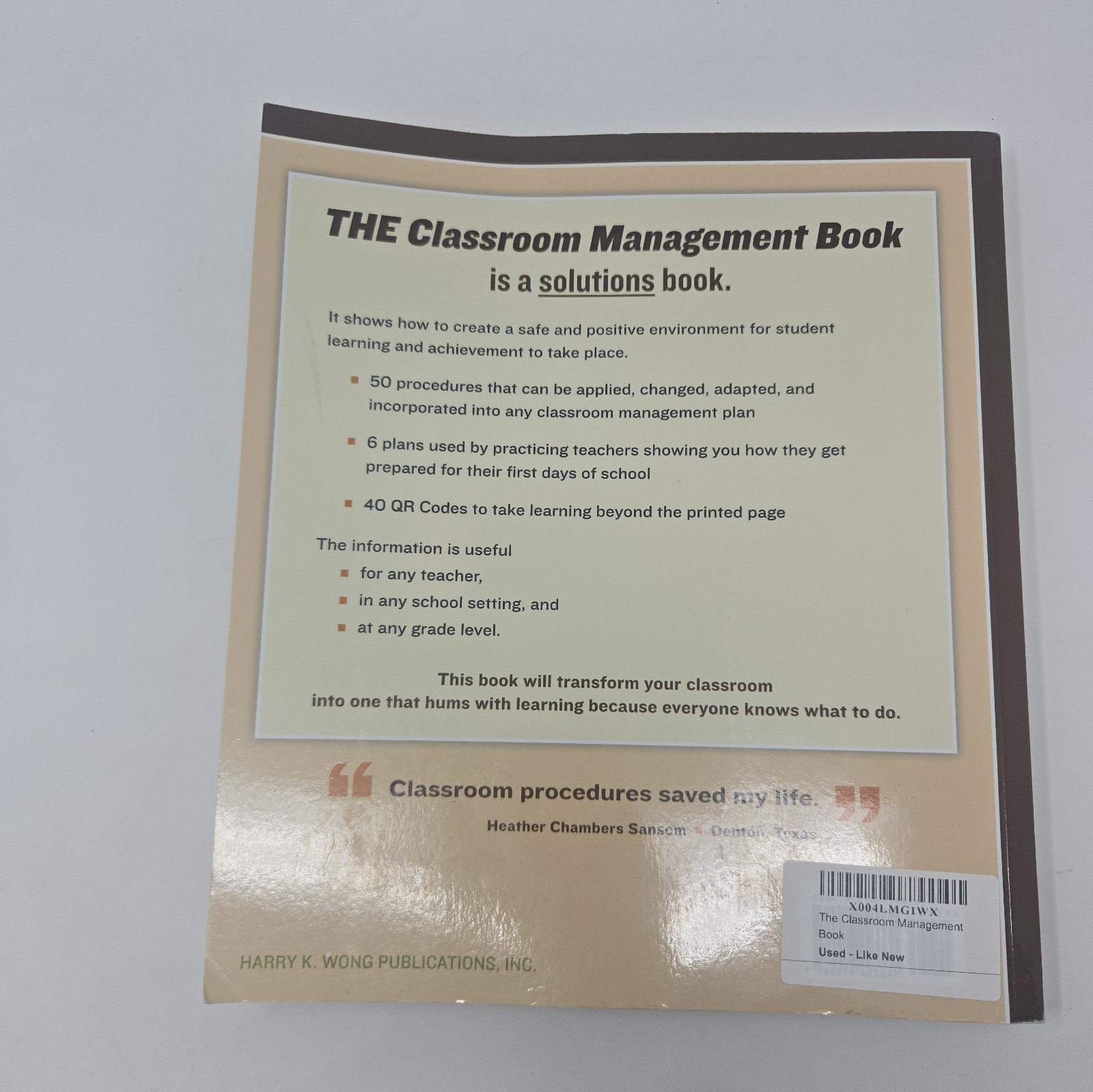 THE Classroom Management Book Paperback Harry K., Wong, Rosemary