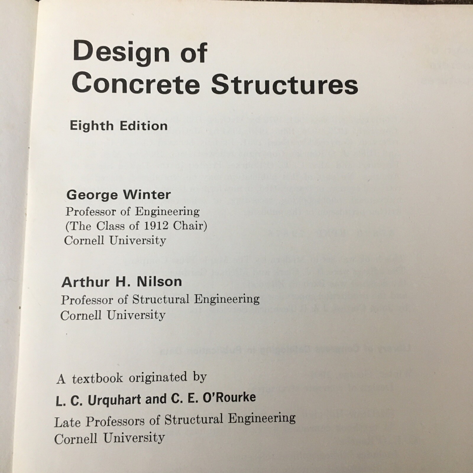 Design of Concrete Structures by George Winter & Arthur H. Nilsson, 1972
