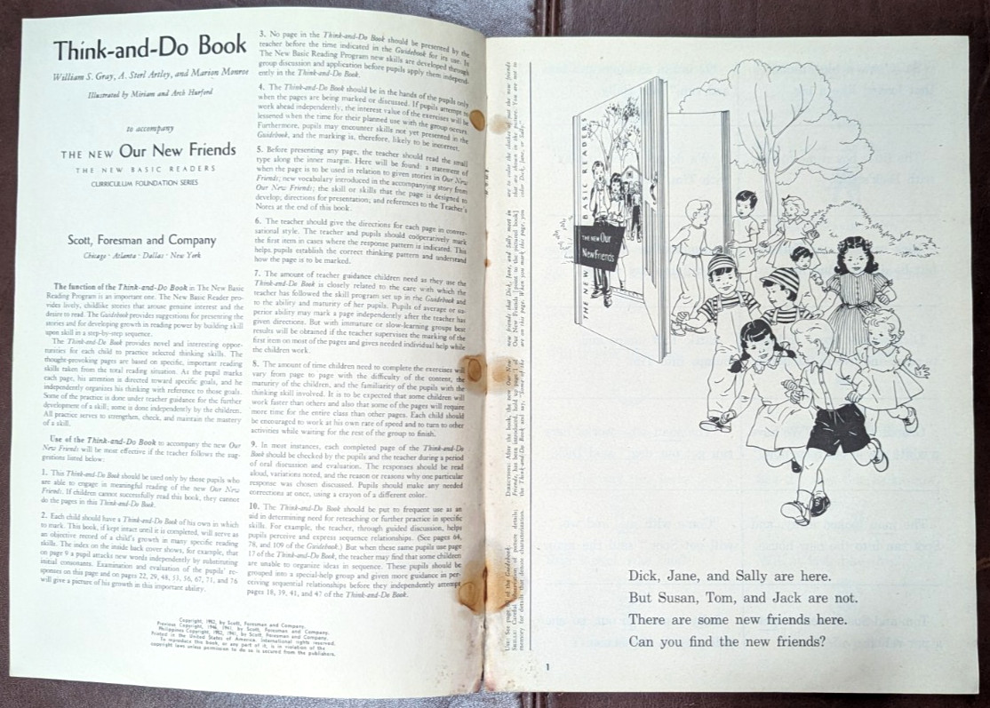 New Basic Readers, Think-And-Do Book To Accompany The New “Our New Friends” 1952
