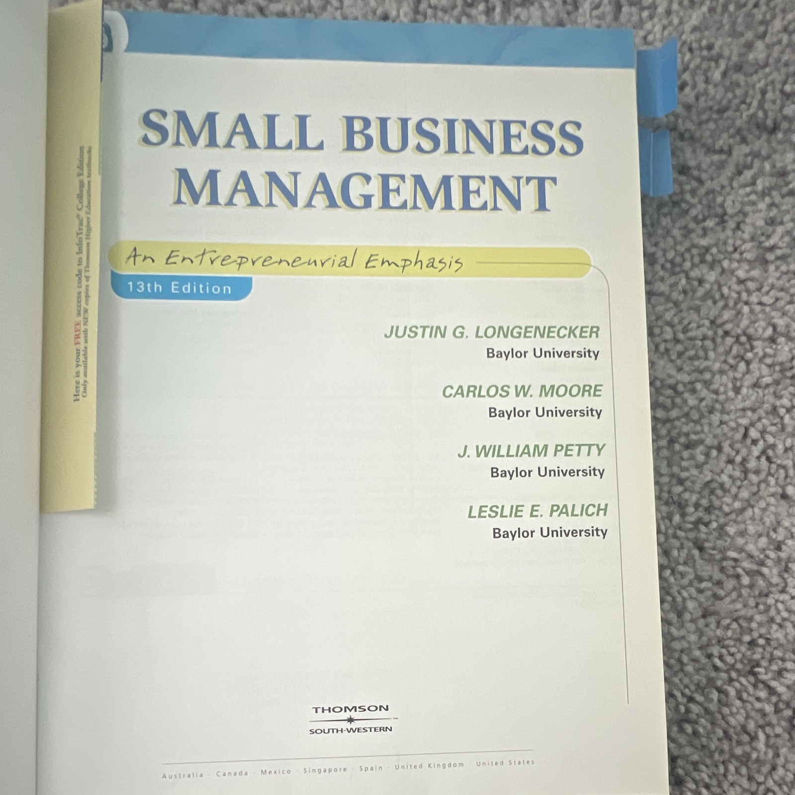 Small Business Management: An Entrepreneurial Emphasis 13th Ed Hardcover 2005