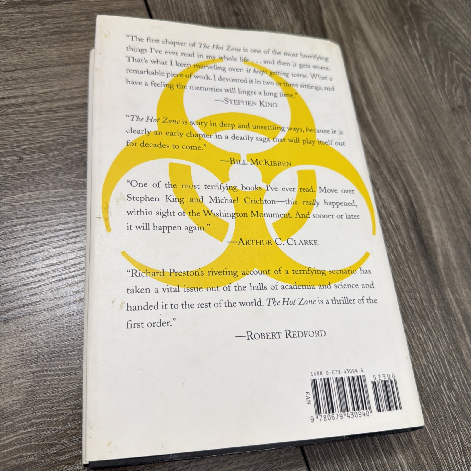 The Hot Zone – Richard Preston – Hardcover First Edition – Unread 1994