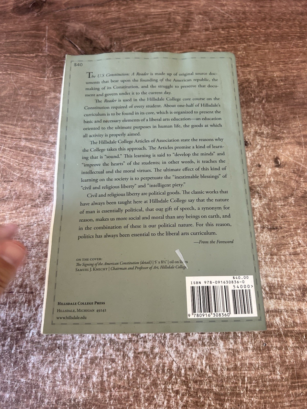 The U.S. Constitution: A Reader, Hillsdale College- WATER DAMAGED-ACCEPTABLE