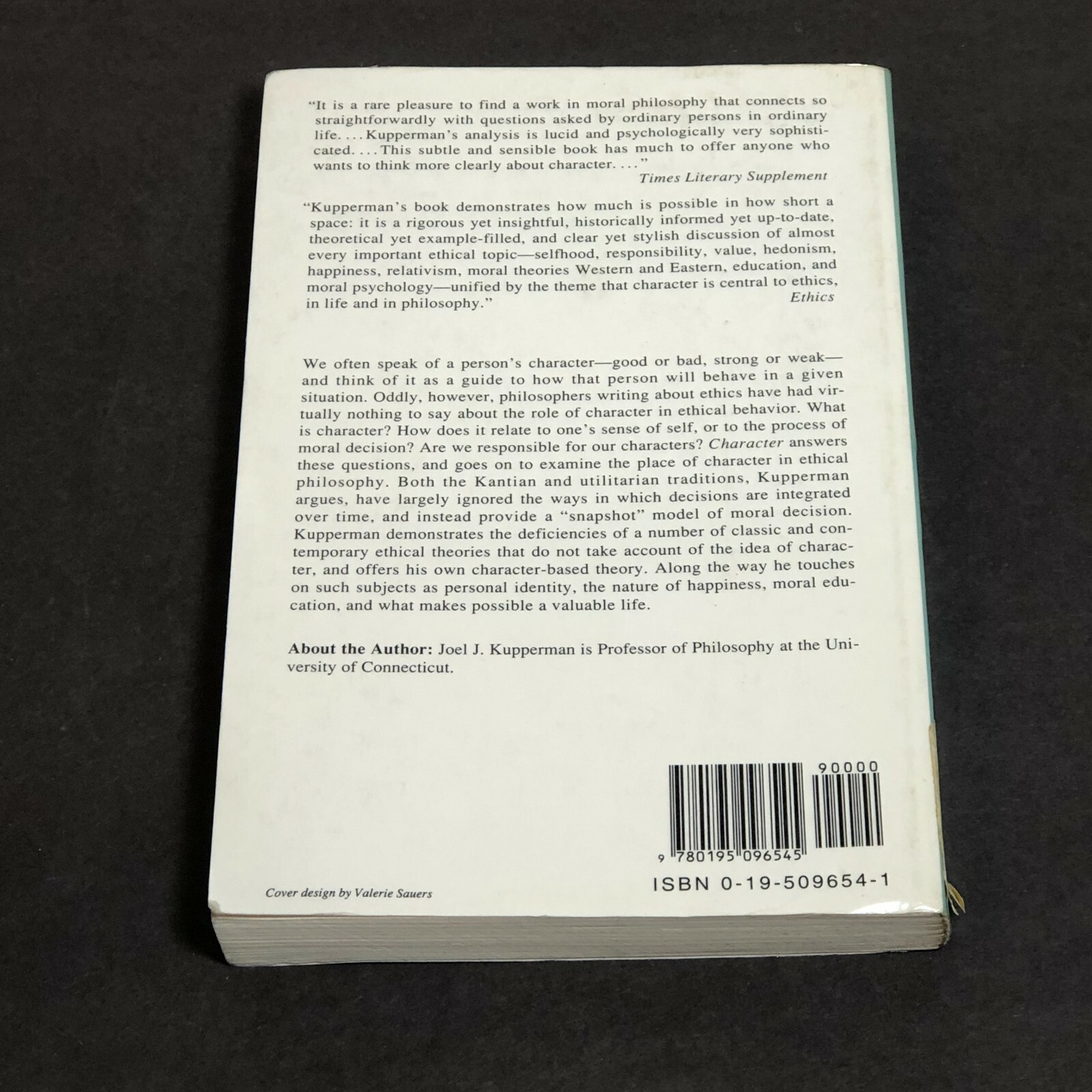 Character by Joel J. Kupperman 1995 Trade Paperback College University Textbook