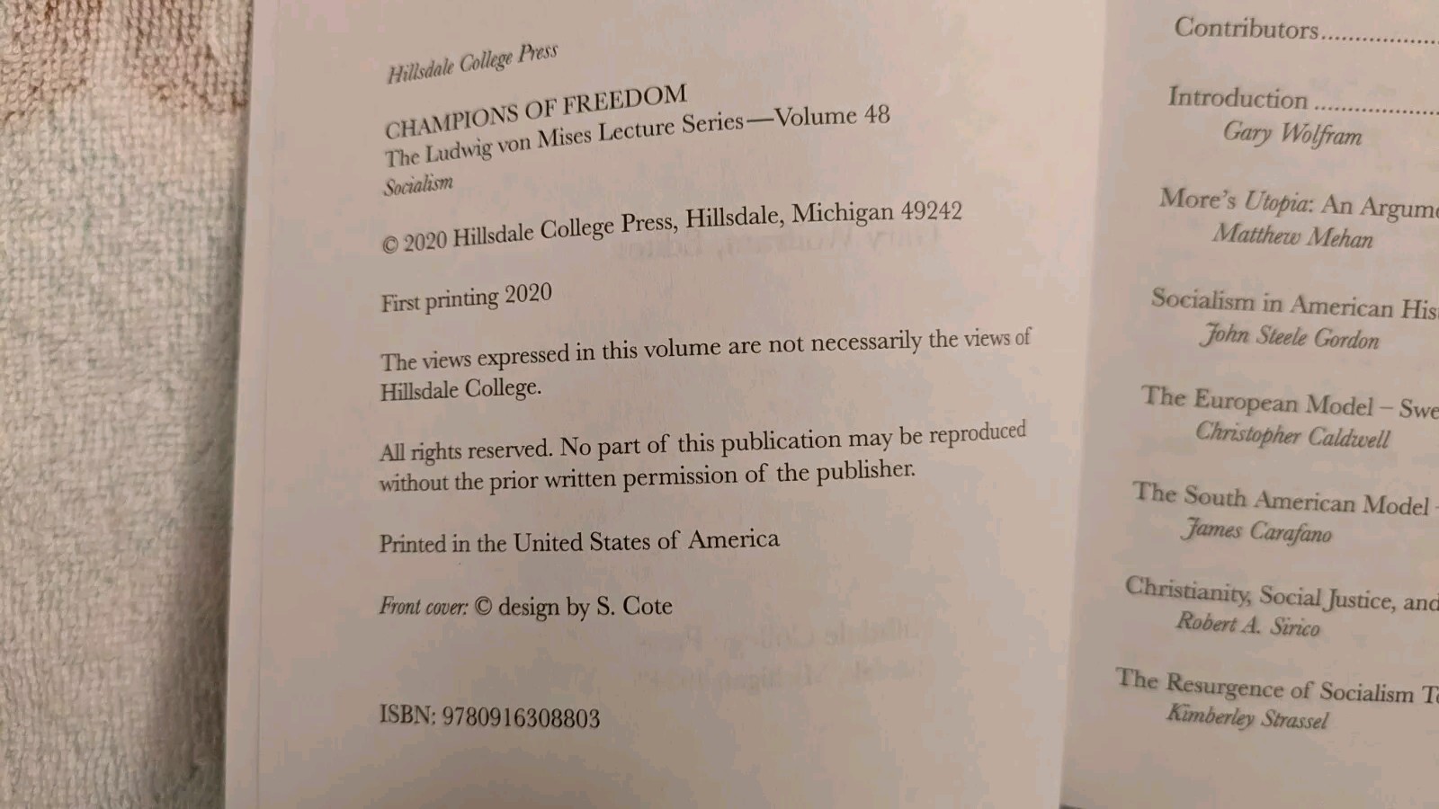 SOCIALISM: Champions of Freedom: Volume 48, Ludwig von Mises Lectures Series, PB