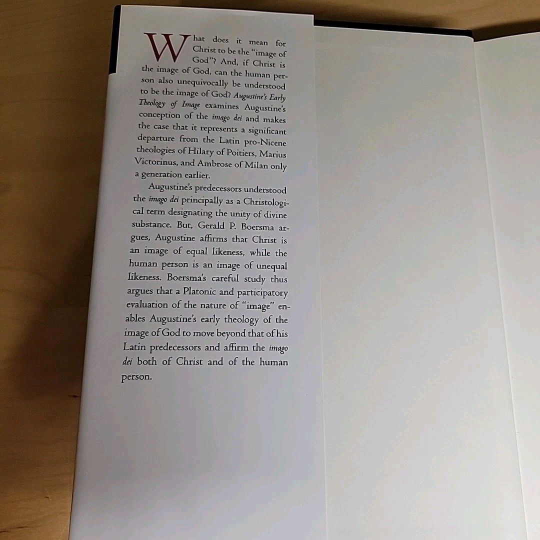 Augustine’s Early Theology of Image A Study In The Development P. Gerald Boersma