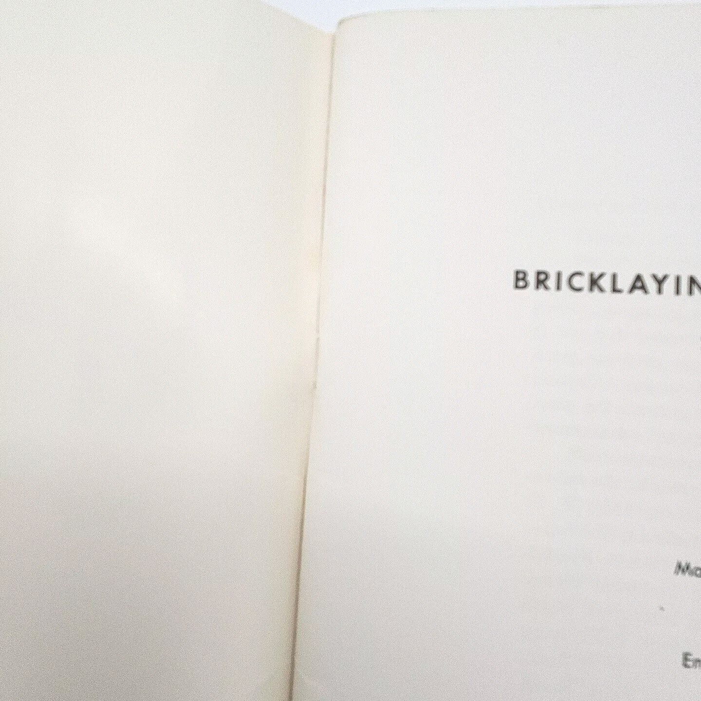 Bricklaying Vocational Training Student’s Textbook By William York Harry Plummer