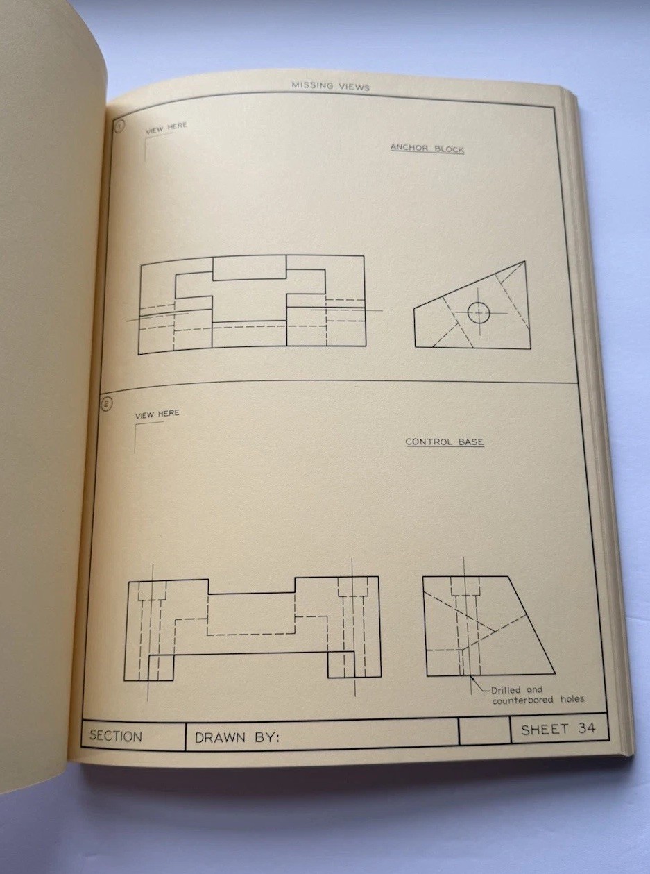 Technical Drawing Problems 1967 Spencer Hill Vintage Drafting Engineering Book