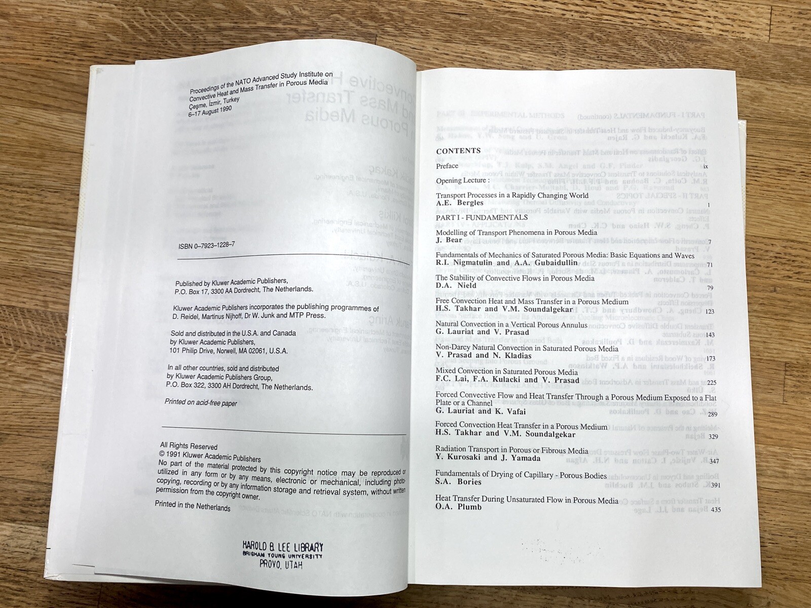 Convective Heat and Mass Transfer in Porous Media Nato ASI Vol. 196~ RARE!