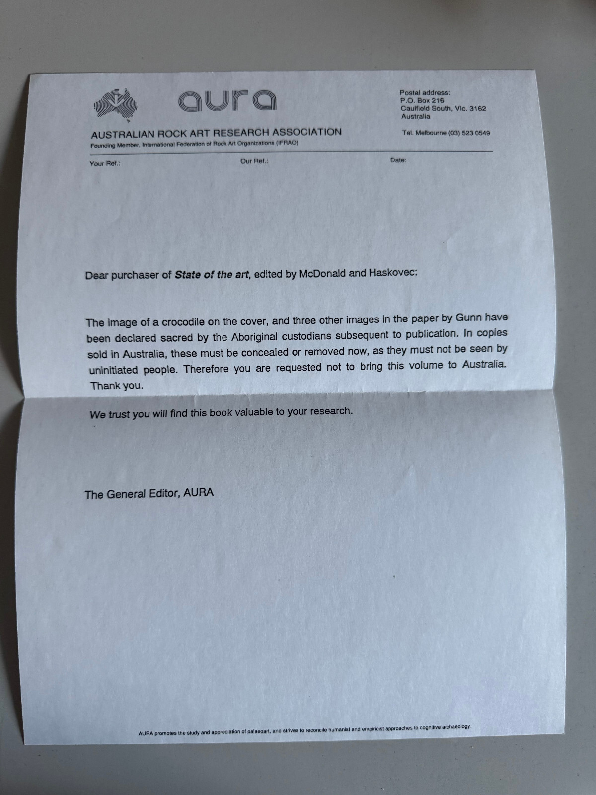 STATE OF THE ART-REGIONAL ROCK ART STUDIES IN AUSTRALIA AND -1992-PAPERBACK BOOK