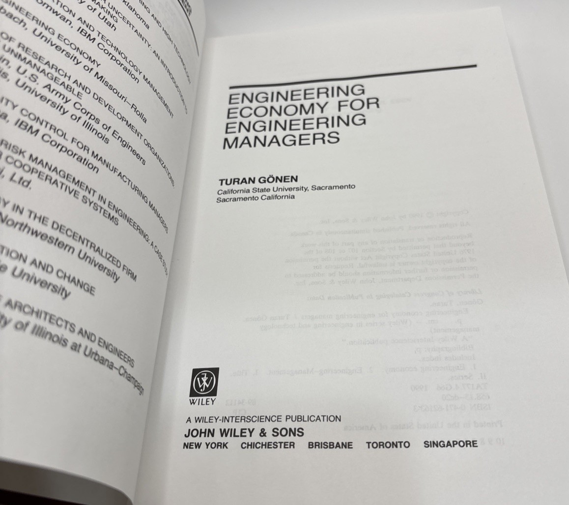 Engineering Economy for Engineering Managers:With computer Applications,by Gonen