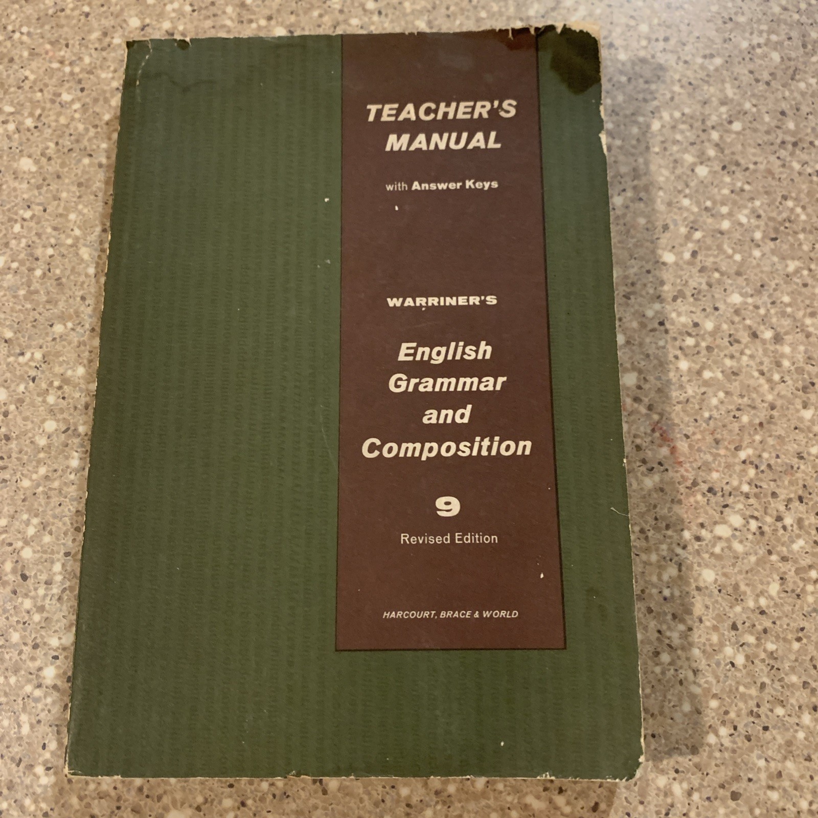 Vintage Teacher’s Manual 1965 – Warriner’s English Grammar Composition Third Car