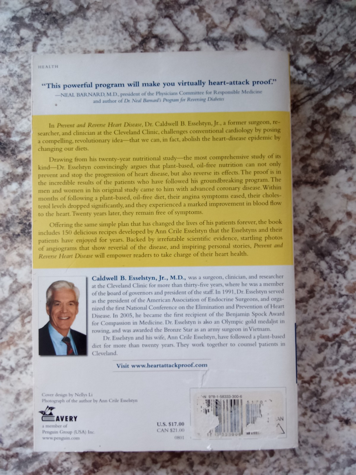 Prevent And Reverse Heart Disease~ Caldwell Esselstyn 2008 PB (FC212-4Q1035