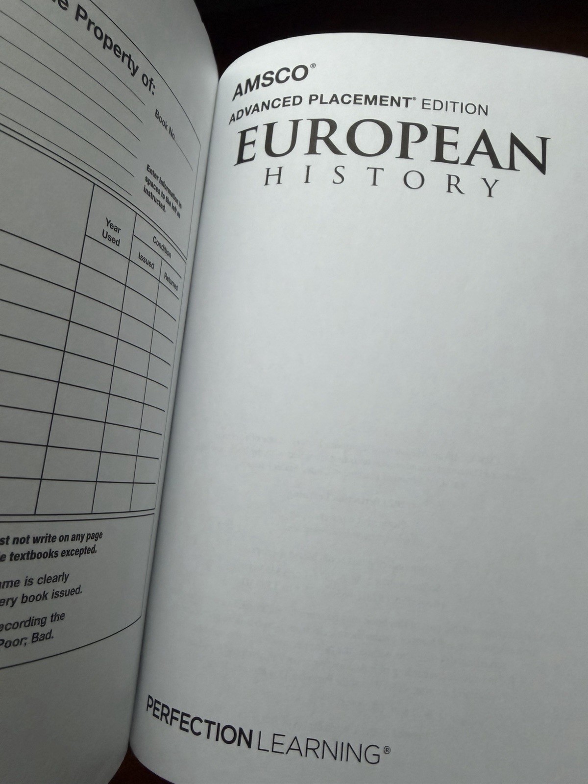 AMSCO Advanced Placement Edition European History Textbook Perfection Learning