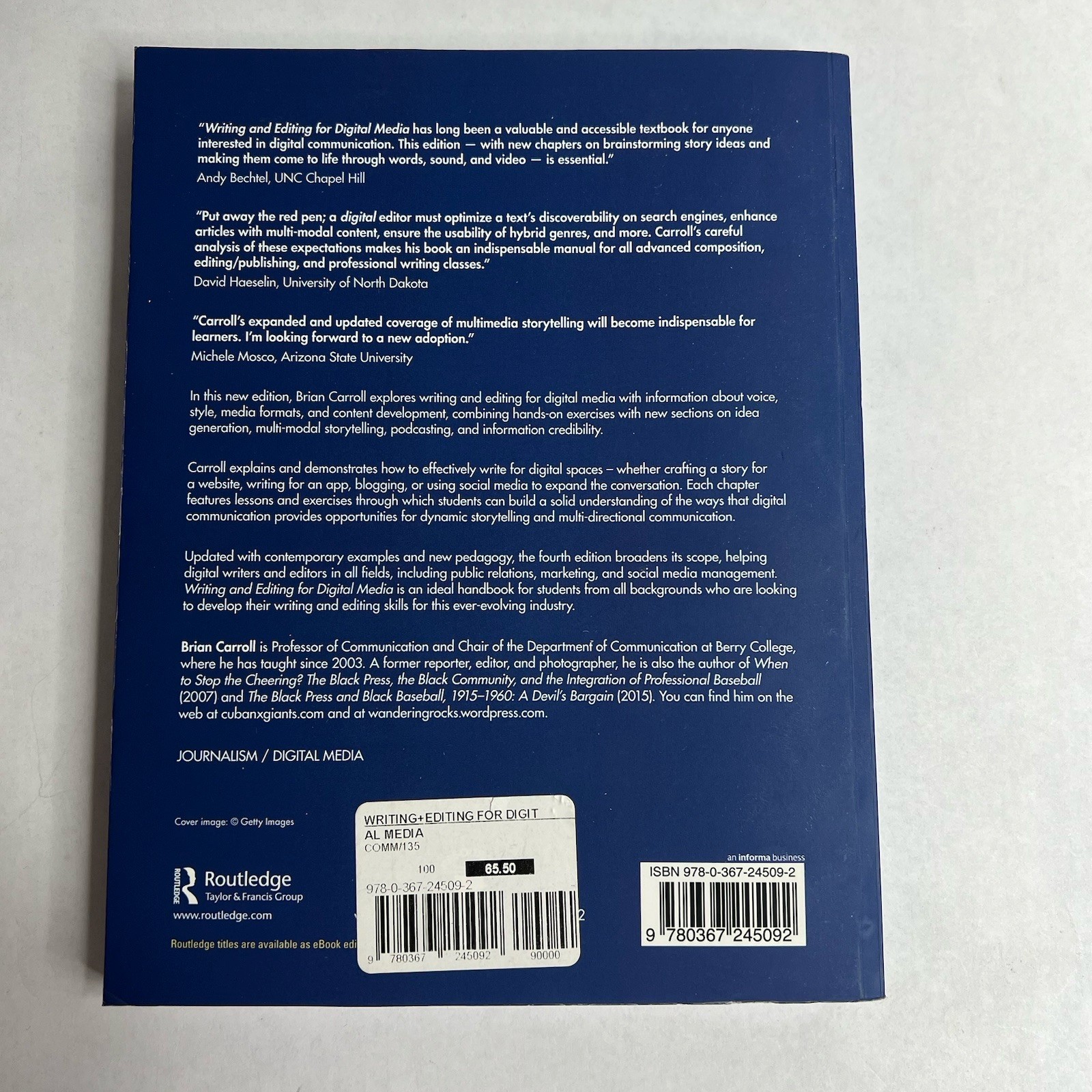 Writing and Editing for Digital Media by Brian Carroll (2019, Trade Paperback)