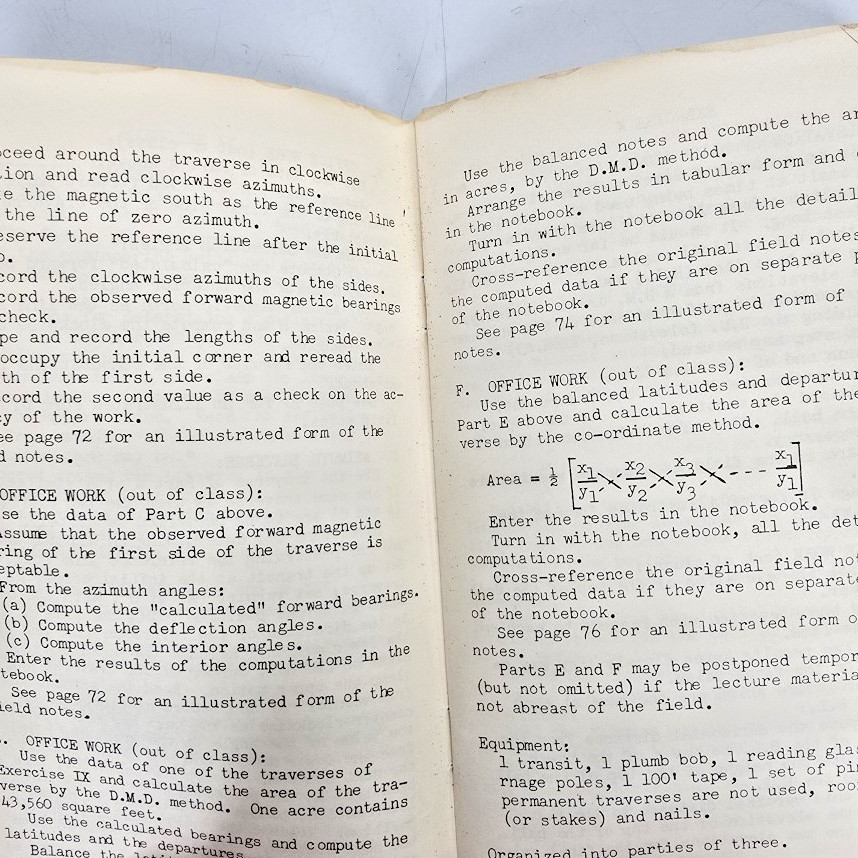 Elementary Surveying Field Manual Matlock Brookes Univ Oklahoma Text 1953 Book