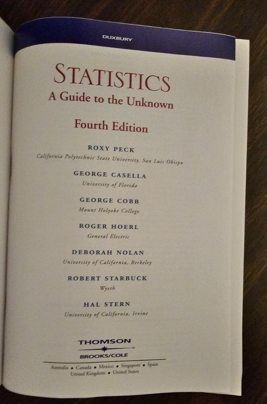 Statistics: A Guide to the Unknown – Peck, Casella, Cobb, Hoerl, Nolan, Starbuck