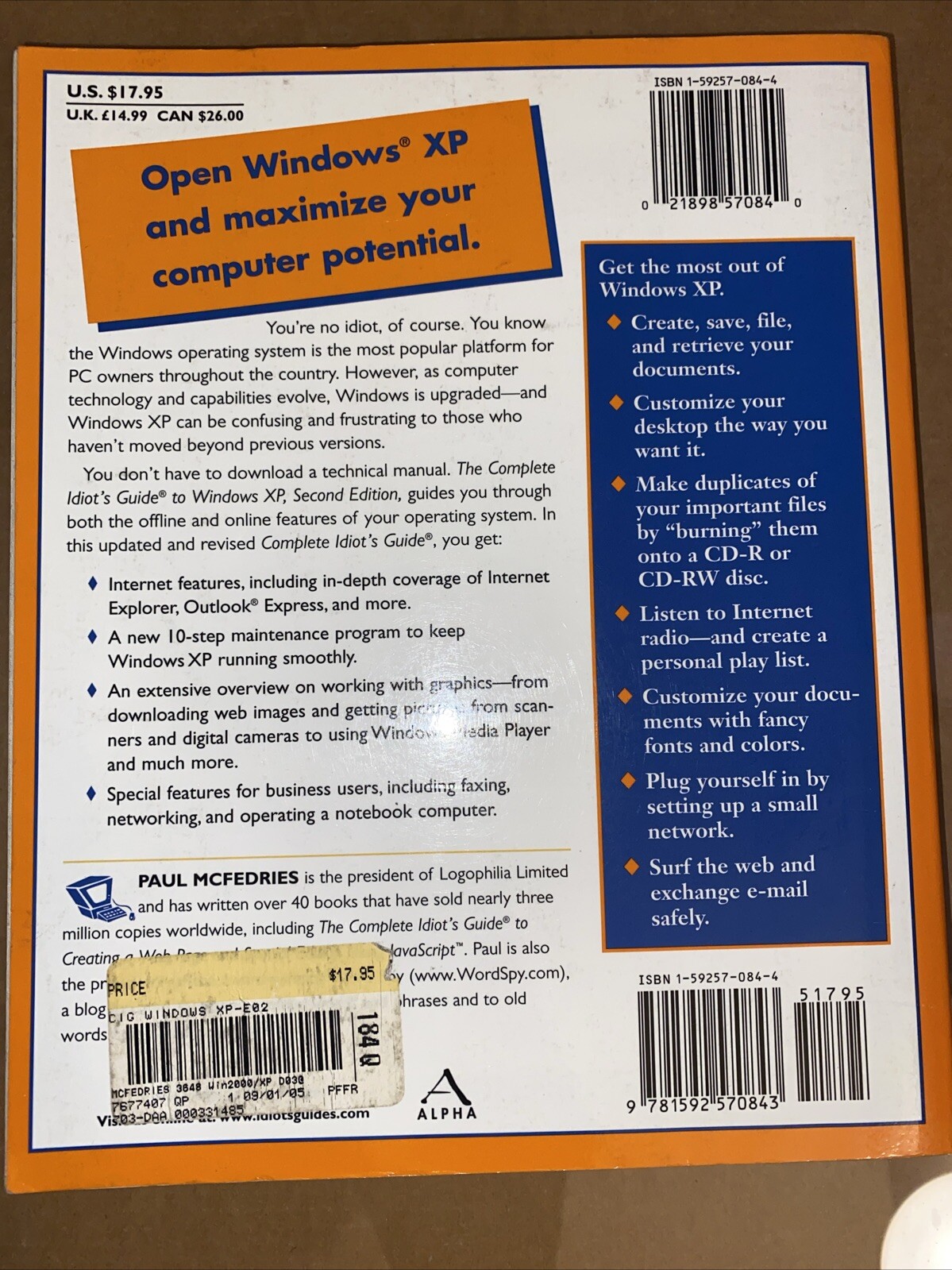 The Complete Idiot’s Guide to Microsoft Windows XP, 2nd Edition 378 PAGES