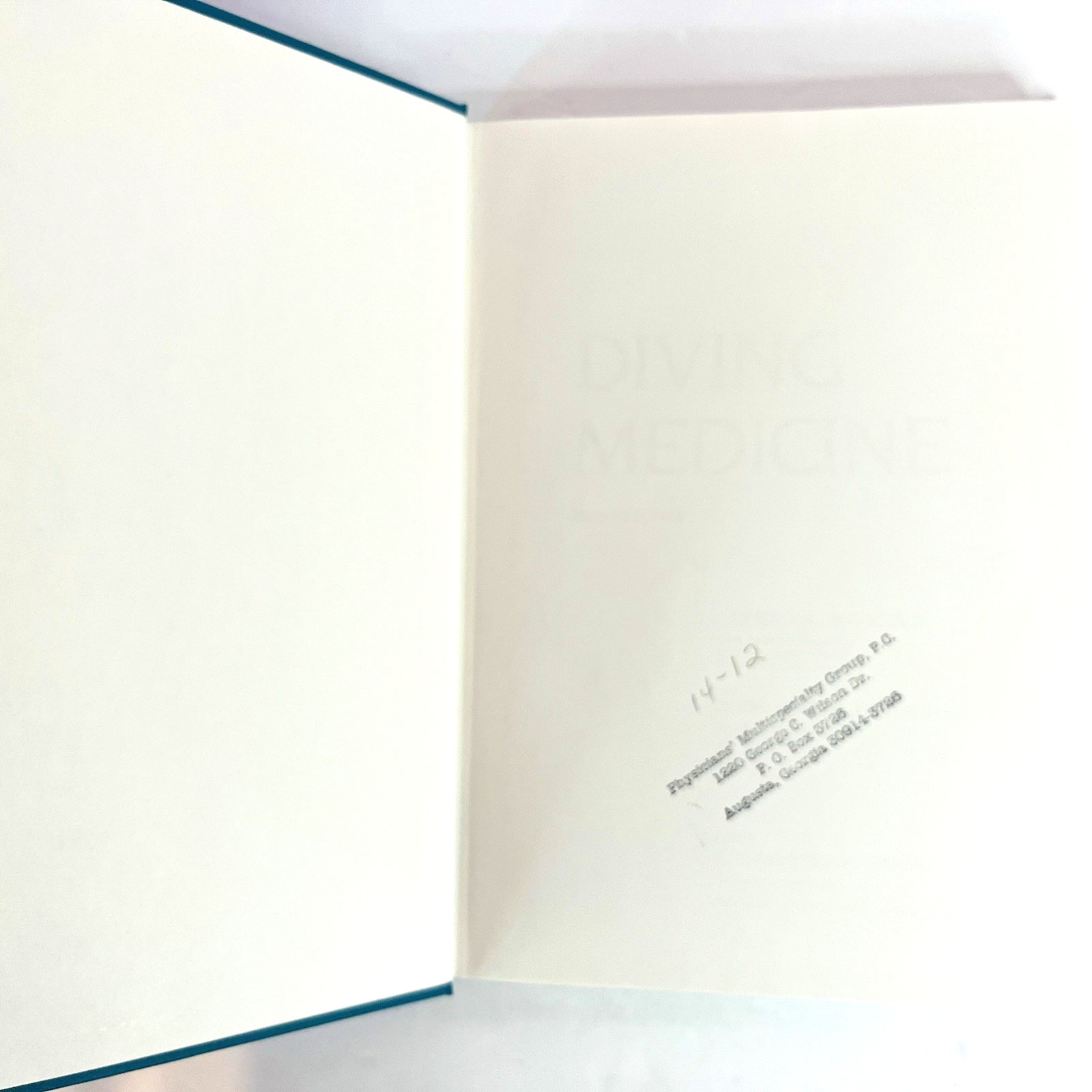 Vintage Diving Medicine Book for Divers Hardcover by Alfred A. Bove 1990