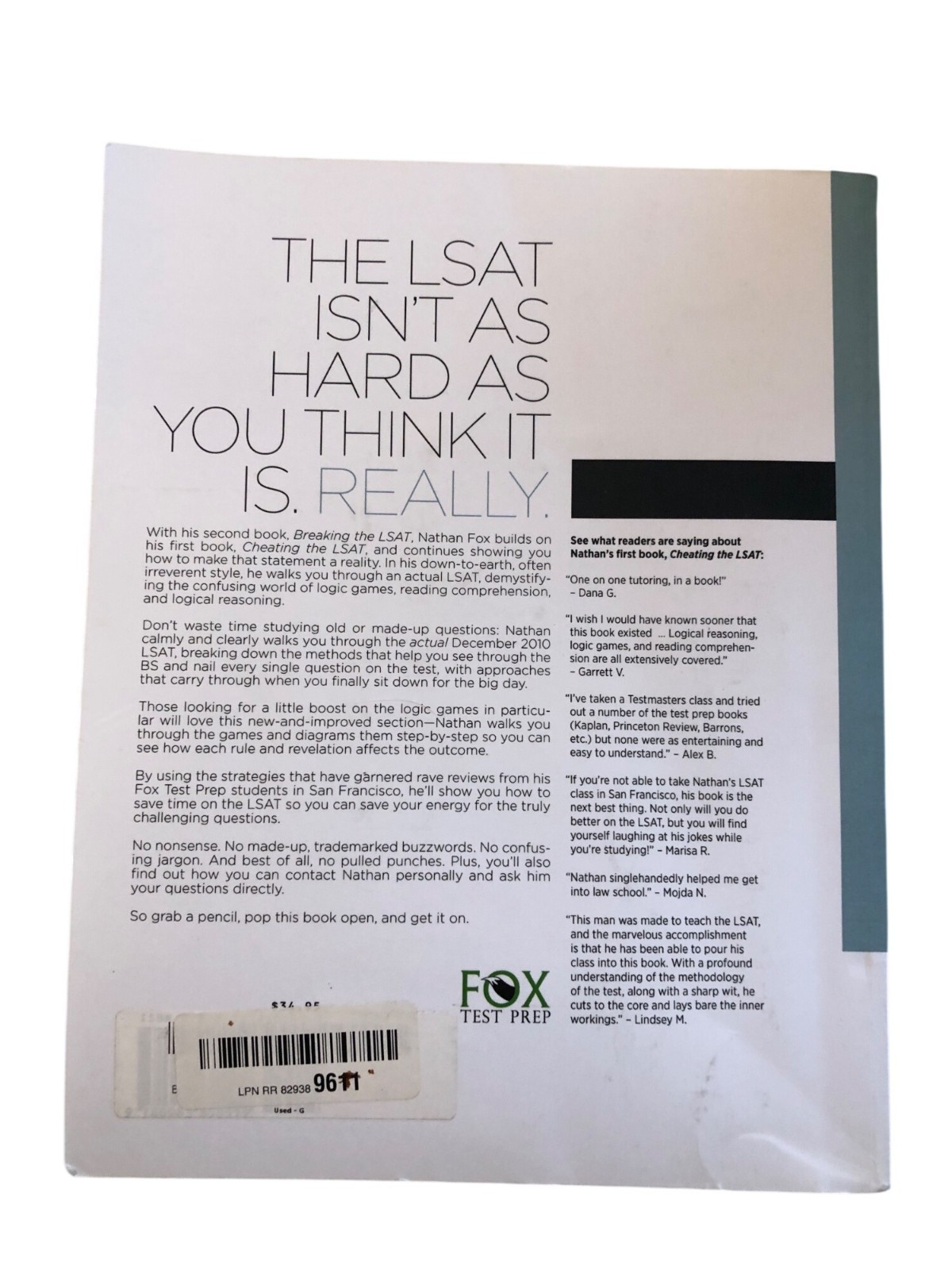 Breaking The LSAT: The Fox Test Prep Guide To A Real LSAT Volume 2 By Nathan Fox