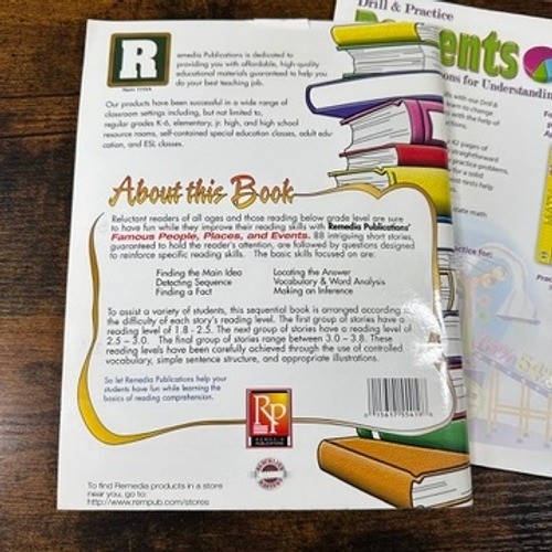 Remedia Publications Workbook Lot Math Reading Percents Word Problems 4 Books