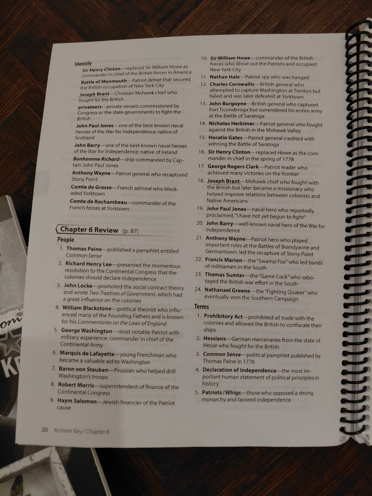 Abeka 11th grade U.S. History textbook & Answer key, Quiz/Test Key