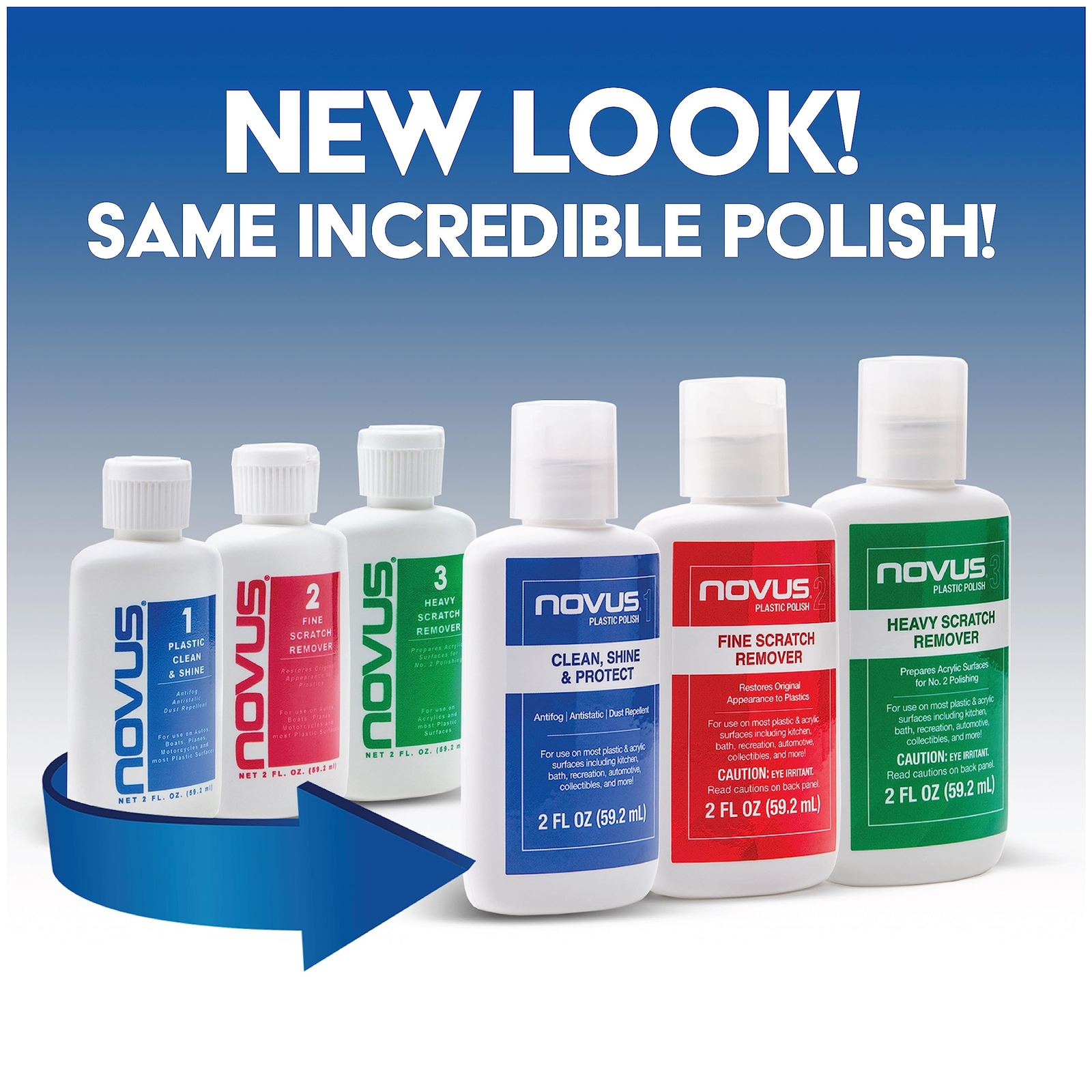 NOVUS-PK1-8OZ-PM Plastic Clean & Shine #1 Fine Scratch Remover #2 Heavy