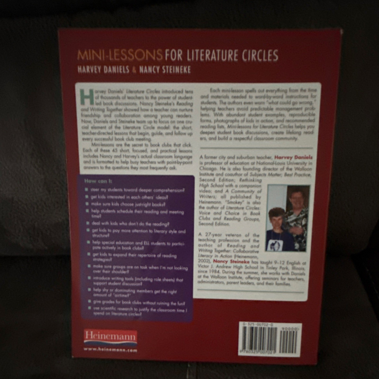 Mini-Lessons for Literature Circles Daniels Steineke PB 2004 Heinemann