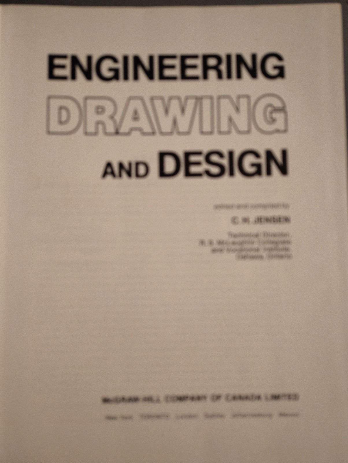Engineering Drawing and Design Hardcover Textbook By Cecil Jensen Vintage Book