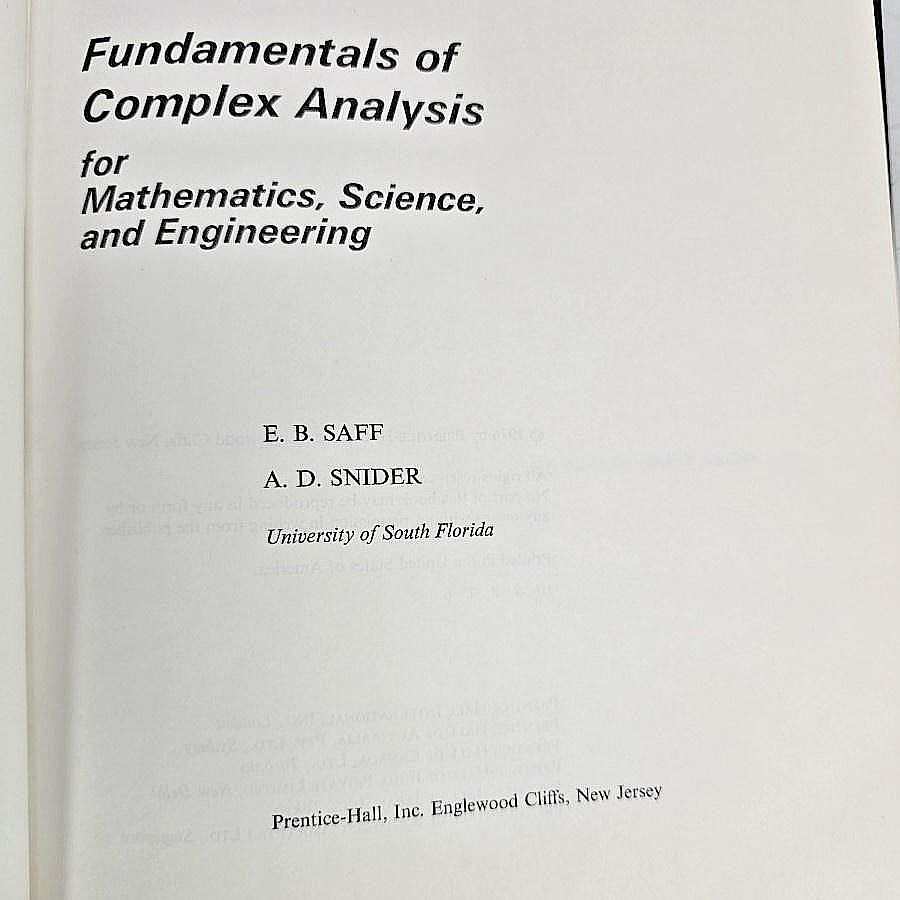 Fundamentals Of Complex Analysis Saff Snider Textbook Black HC Prentice 1976