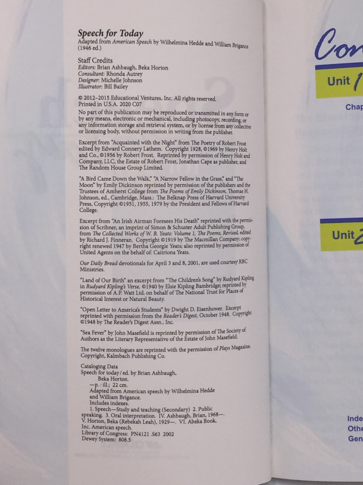 Abeka High School Elective “Speech For Today” Student Textbook Bound