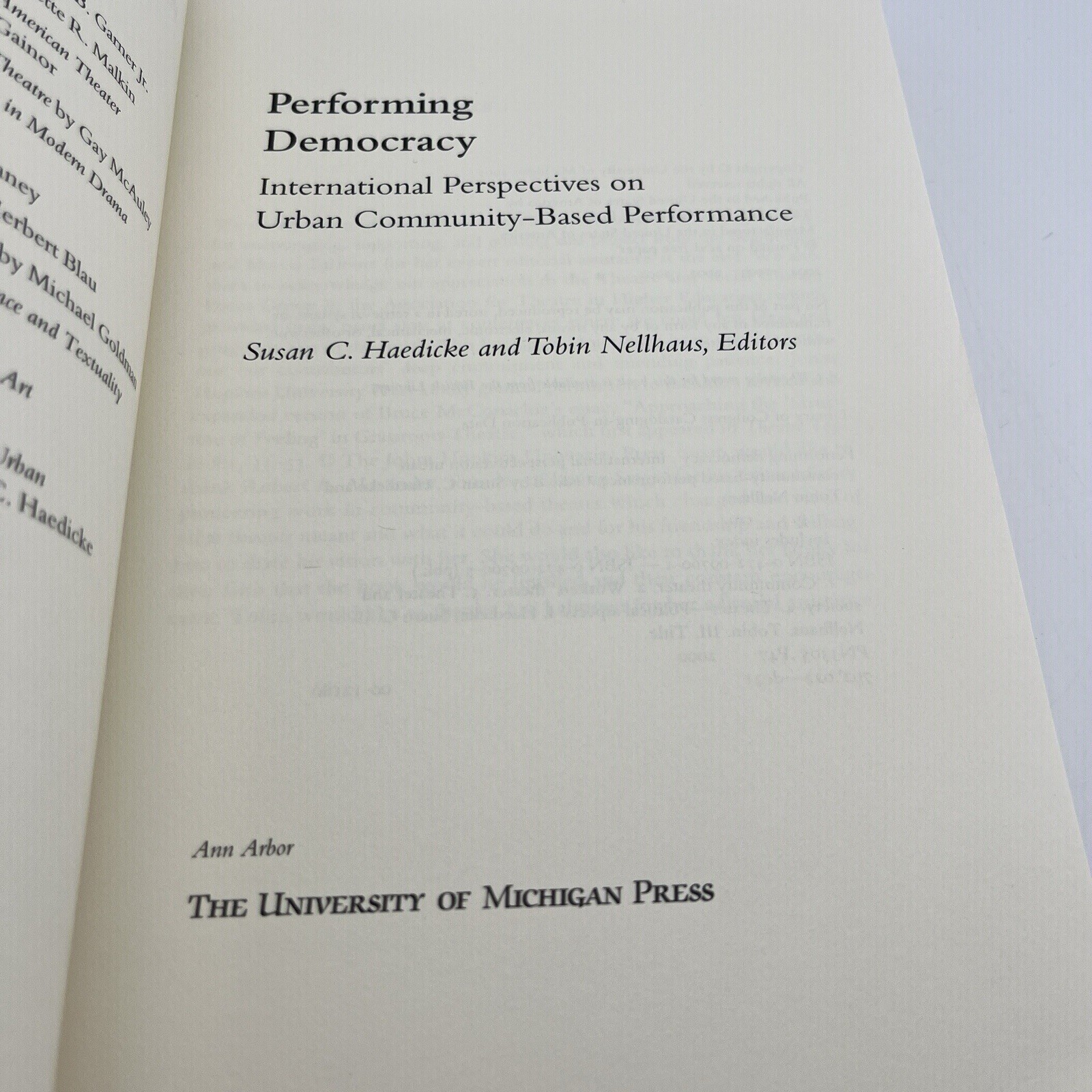 Performing Democracy: International Perspectives on Urban Community-Based Pe…
