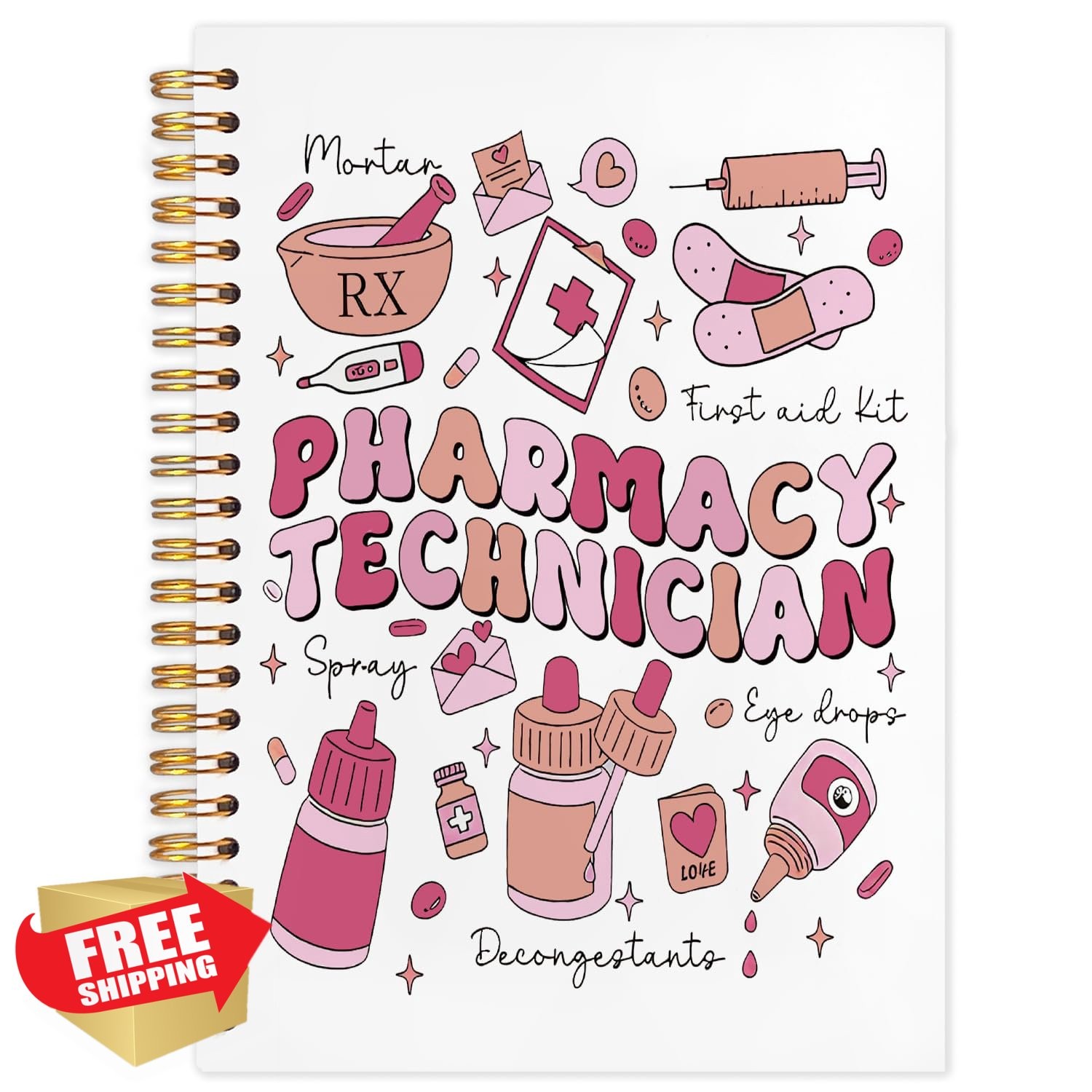 NATSUNO Pharmacy Technician Notebook, 5.5×8.3in Hardcover Journal