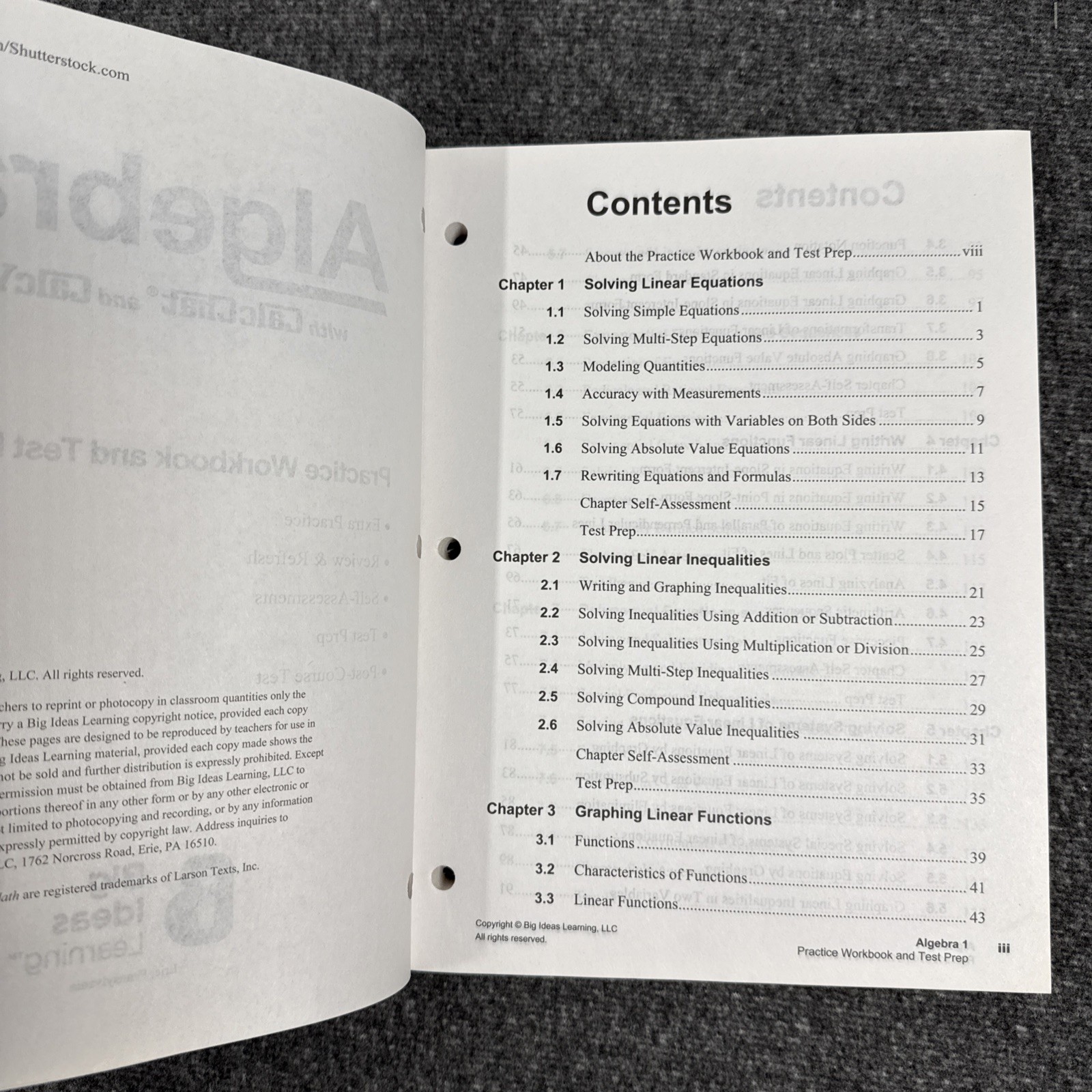 Big Ideas Algebra 1 with CalcChat CalcView Textbook, Practice Workbook Test Prep