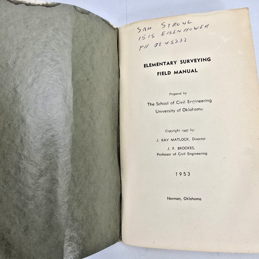 Elementary Surveying Field Manual Matlock Brookes Univ Oklahoma Text 1953 Book
