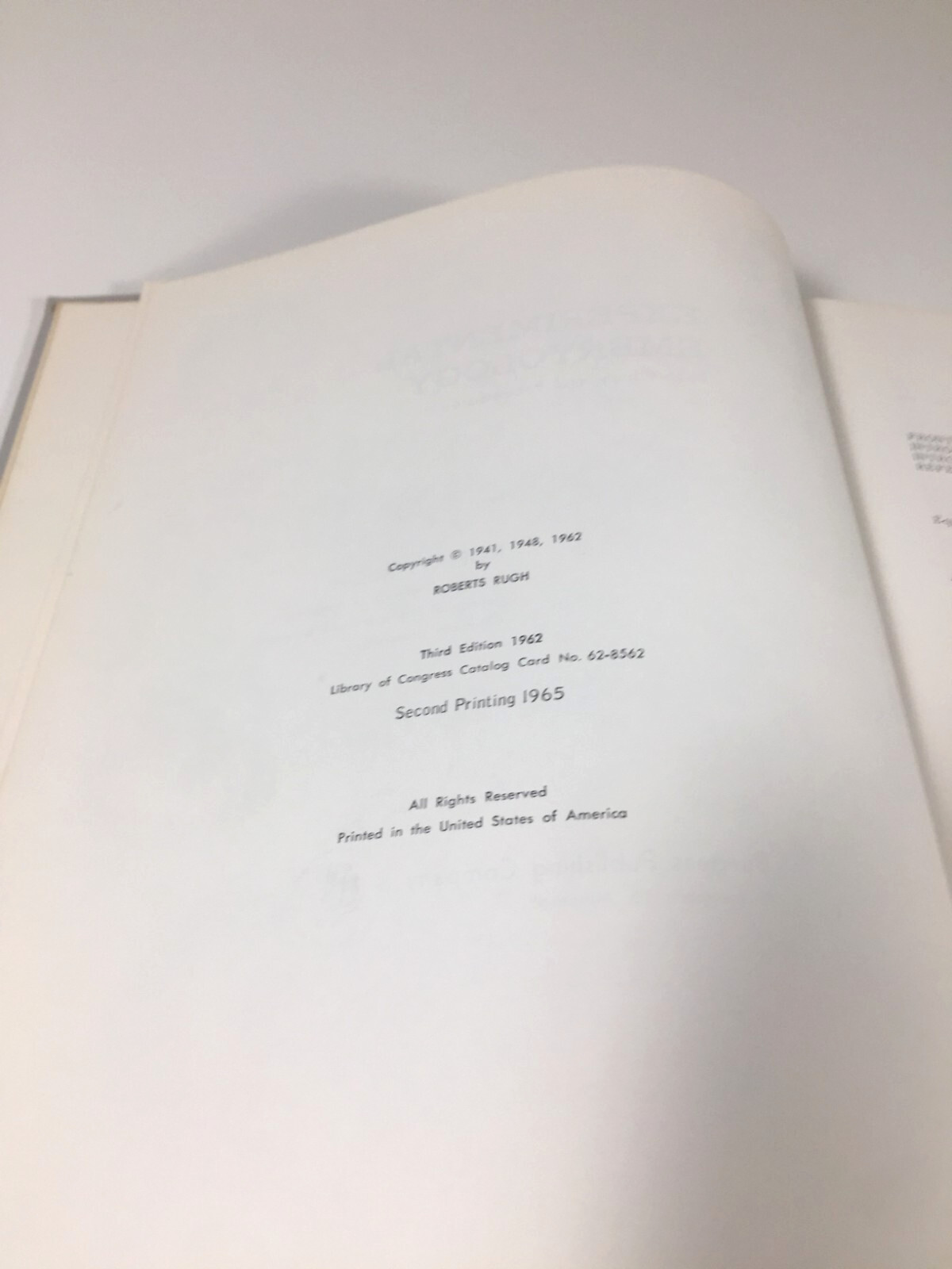 Roberts Rugh – Experimental Embryology 1962 / 65 Minneapolis Burgess Pub. Co
