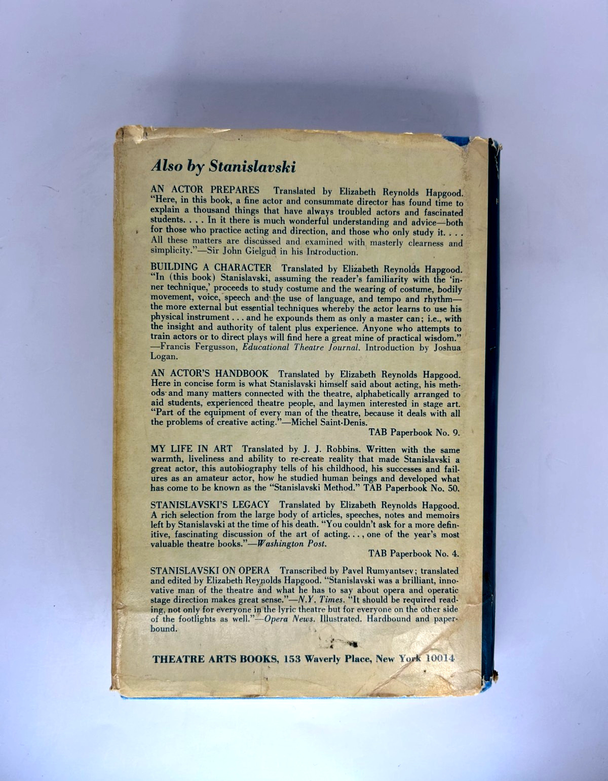 Creating a Role Stanislavski Hardcover 1983 Theatre Arts Books Dust Jacket VG
